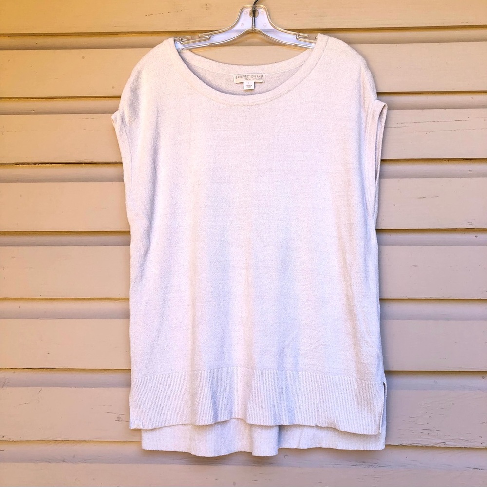 Barefoot Dreams Sleeveless Top Shirt Large Cozychic Ultra Lite Cream Soft Cozy